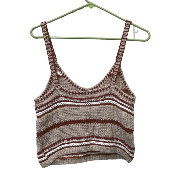 American Eagle Knit Crochet Brown Cropped Tank Top size M - Picture 3 of 5